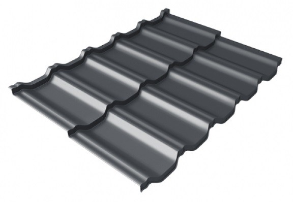 Металлочерепица модульная Квинта Uno Grand Line c 3D резом 0,5 Satin Мatt RAL 7024 мокрый асфальт купить в Ревде