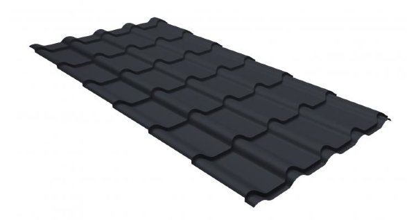 Металлочерепица камея GL 0,5 GreenCoat Pural matt RR 23 темно-серый (RAL 7024 мокрый асфальт) купить в Ревде