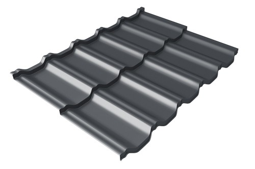 Металлочерепица модульная Квинта Uno Grand Line c 3D резом 0,5 Rooftop Matte RAL 7024 мокрый асфальт купить в Ревде