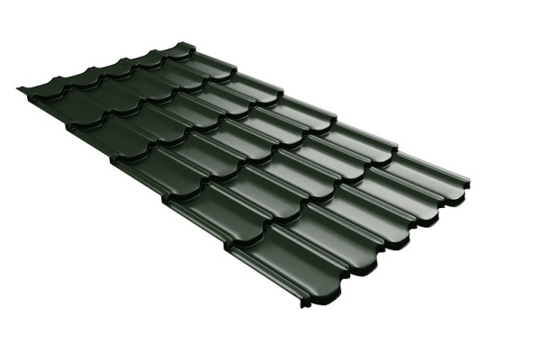 Металлочерепица квинта плюс с 3D резом 0,5 GreenСoat Pural Matt RR 11 темно-зеленый (RAL 6020 хромовая зелень) купить в Ревде