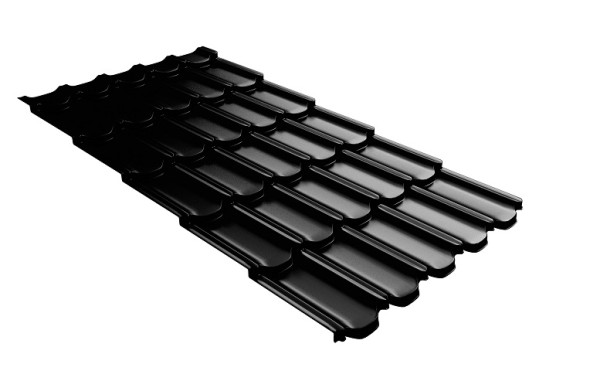 Металлочерепица квинта плюс с 3D резом 0,5 GreenСoat Pural Matt RR 33 черный (RAL 9005 черный) купить в Ревде