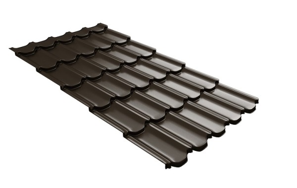 Металлочерепица квинта плюс с 3D резом 0,5 GreenСoat Pural RR 32 темно-коричневый (RAL 8019 серо-коричневый) купить в Ревде