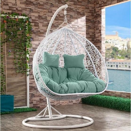 Кресло Подвесное из искусственного ротанга AFM-109A White/Green купить в Ревде