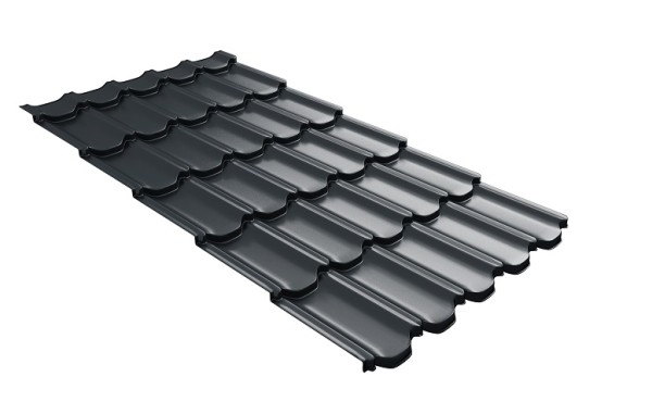 Металлочерепица квинта плюс с 3D резом 0,5 Satin RAL 7016 антрацитово-серый купить в Ревде