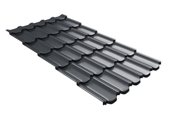 Металлочерепица квинта плюс с 3D резом 0,5 Satin Мatt RAL 7024 мокрый асфальт купить в Ревде