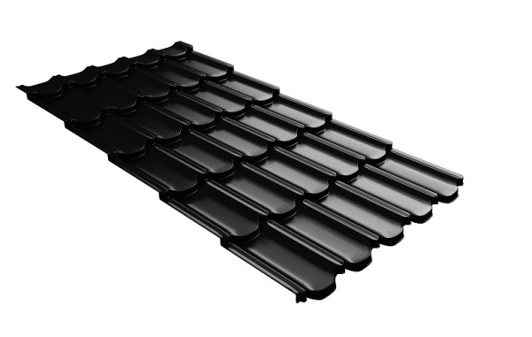 Металлочерепица квинта плюс с 3D резом 0,5 Satin Мatt RAL 9005 черный купить в Ревде