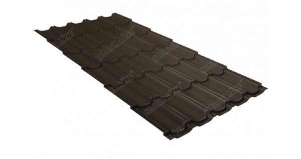 Металлочерепица квинта плюс 0,5 GreenCoat Pural Matt RR 32 темно-коричневый (RAL 8019 серо-коричневый) купить в Ревде
